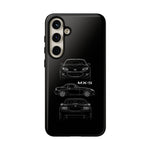 MX-5 Roadster Blueprint Miata Phone Case Featuring Front Side and Rear Views