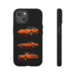 C3 Corvette Art Phone Case Orange, Three-View Vector Cover, Gift