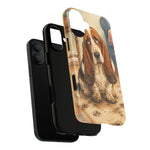 Guilty Basset Hound Phone Case, Muddy Watercolor Art Cover