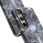 Holographic Silver Stars Grid phone case | Tough Cover