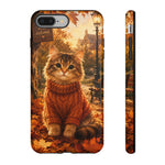 Autumn Cat Phone Case, Fallen Leaves Painterly Cover