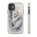 Turkish Angora Cat White Silk Portrait Art Tough Phone Case