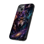 Cosmic Wolf Phone Case, Galaxy Nebula Portrait Tough Cover, Gift
