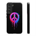 Glitch Peace Sign Phone Case, RGB Melt Digital Art Tough Cover, Gift