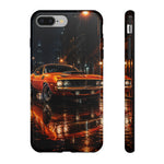 Orange Cuda Phone Case, Rainy City Night Muscle Car Tough Cover