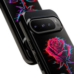 Glitch Rose Neon Phone Case Vaporwave Tough Cover