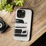 White Camaro Phone Case, ZL1 American Muscle Car Tough Cover for Men