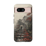 Autumn Temple Steps phone case | Japanese watercolor landscape cover
