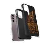 Bengal Cat Geometric Portrait Tough Phone Case - Gold Black Poly