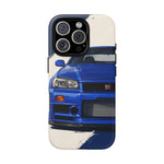 R34 Skyline GT-R Bayside Blue Tough Phone Case for 90s JDM Fans