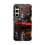 Red FD RX-7 Blossom Alley Tough Phone Case - Rain-Slicked Night