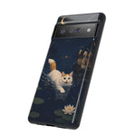 Turkish Van Swimming Cat Tough Case | Whimsical Night Pond, Lily Pads, Ducks