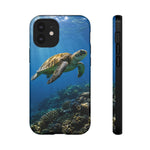 Sea Turtle Reef Phone Case, Coral Ocean Dappled Sunlight Tough Cover