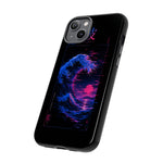 Cresting Wave Glitch Art Tough Phone Case - Blue Magenta