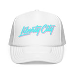Liberty City Miami Trucker Hat Retro Script Snapback Neon Pastel South Florida Streetwear Cap