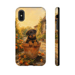Rottweiler Puppy in Flower Pot Tough Case | Floral Dog Phone Cover