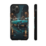 Vintage Teal 1957 Bel Air Classic Car Tough Case | Retro Rainy City Phone Cover