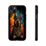 Doberman Bandana Portrait Tough Phone Case - Color Splash