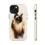 Siamese Cat Watercolor Portrait Tough Phone Case - Cream Choc