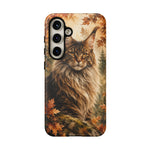 Maine Coon Forest King Watercolor Art Tough Cat Phone Case