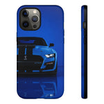 Blue Mustang Art Phone Case, GT500 American Muscle Car Tough Cover for Men