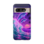 Neon Dolphin Ocean Vaporwave Art Tough Phone Case