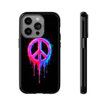 Glitch Peace Sign Phone Case, RGB Melt Digital Art Tough Cover, Gift