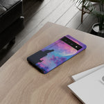 Silhouette Cat Moon Phone Case | Purple Pink Sky Vaporwave Cover