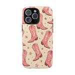Pink Cowboy Boots phone case | Western pattern | Pastel stars