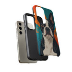 Boston Terrier Pop-Art Portrait Tough Phone Case - Teal Orange