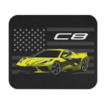 Corvette C8 Mouse Pad Chevy Supercar Yellow American Flag Desk Accessory