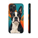 Boston Terrier Pop-Art Portrait Tough Phone Case - Teal Orange