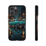 Vintage Teal 1957 Bel Air Classic Car Tough Case | Retro Rainy City Phone Cover