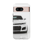 White Camaro Phone Case, ZL1 American Muscle Car Tough Cover for Men