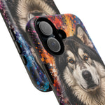 Alaskan Malamute Portrait Tough Phone Case - Vivid Paint Splatter