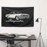 1960 Impala Bubble Top Wall Flag Banner 34x56 White Teal Classic Car Decor