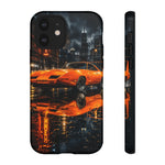 Orange Daytona Phone Case, Rainy City Night Muscle Car Tough Cover