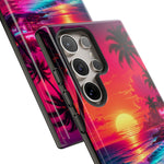 Neon Sunset Beach Radiant Vaporwave Phone Case – Tropical Aesthetic