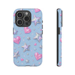 Pink Hearts & Holographic Stars Phone Case | Tough Cover