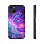 Neon Dolphin Ocean Vaporwave Art Tough Phone Case