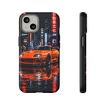Orange Supra Phone Case, Neon City Night JDM Sports Car Tough Cover