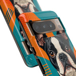 Boston Terrier Pop-Art Portrait Tough Phone Case - Teal Orange