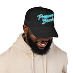 Pompano Beach Florida Trucker Hat Retro Script Snapback Neon Pastel Coastal Surf Style Cap