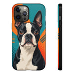 Boston Terrier Pop-Art Portrait Tough Phone Case - Teal Orange