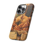 Sleeping French Bulldog with Croissants phone case | cute bakery scene