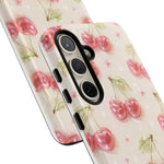 Pink Cherry Pattern Phone Case | Cute Retro Fruit Design