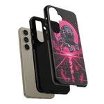 Chrome Lion Phone Case, Neon Grid Katakana Pride Tough Cover
