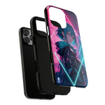 Anime Girl Phone Case Teal, Neon Kanji Calm Gradient Tough Cover