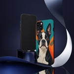 Boston Terrier Pop-Art Portrait Tough Phone Case - Teal Orange