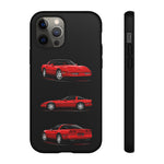 C4 Corvette Art Phone Case Red, Three-View Vector Cover, Gift